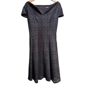 Julia Jordan Womens Black Laser Cut Dress Sz 14 Pockets Whimsigoth Dark Romantic